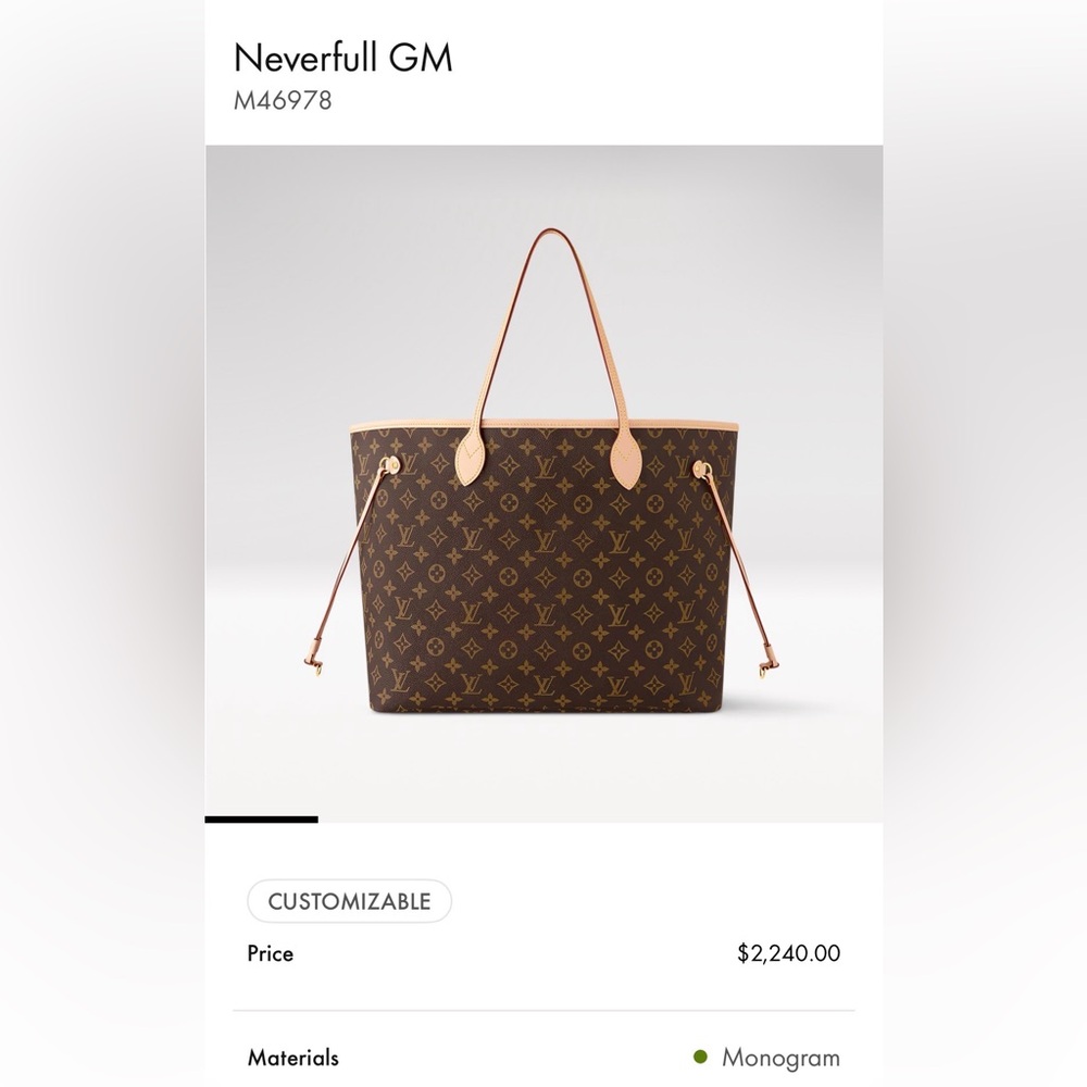 Authentic Louis Vuitton GM Neverfull monogram Pivoine & wristlet - Picture 13 of 14